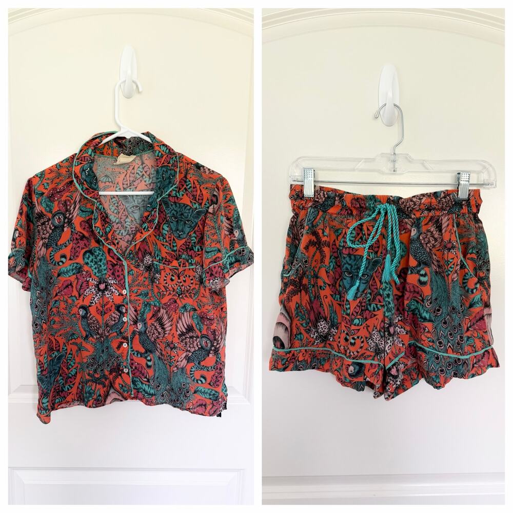 Anthropologie x Emma J Shipley Extravaganza Tiger Bird Pajama Set Medium